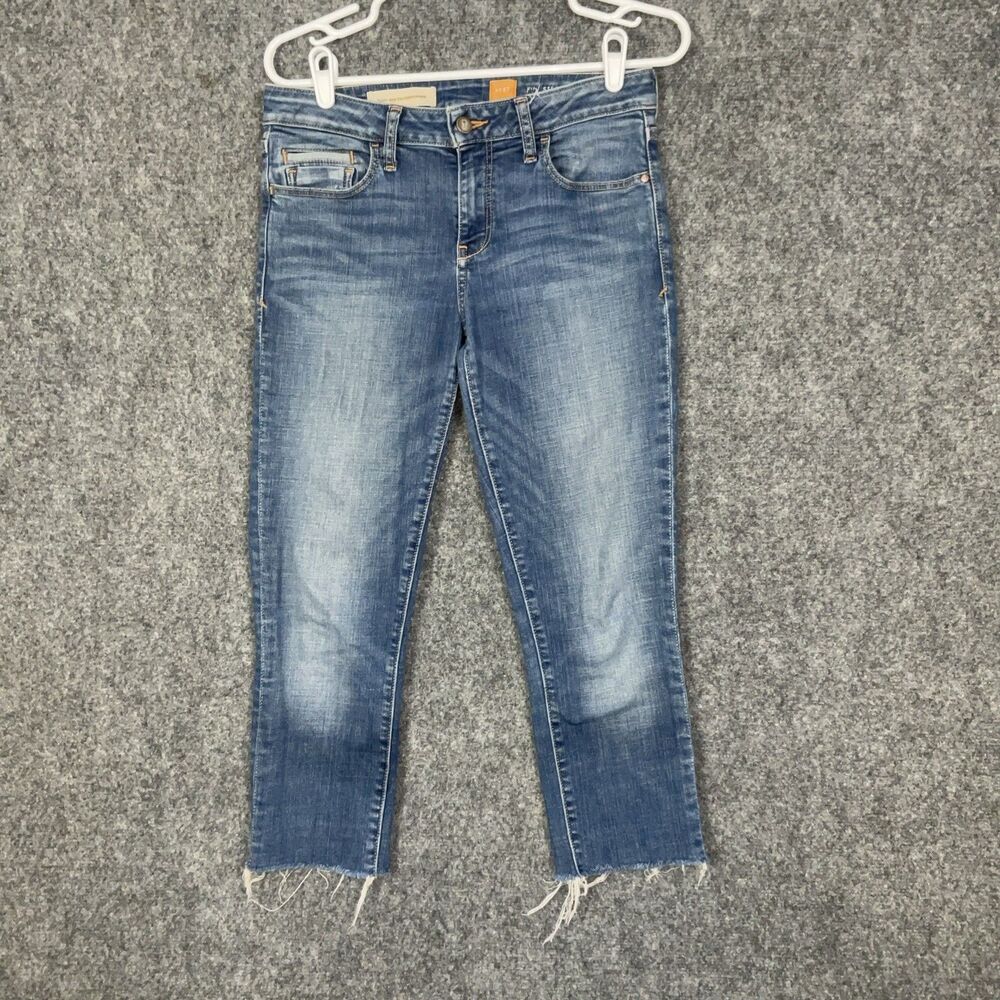 Pilcro Anthropologie Jeans Womens Size 27 Blue Cropped Capri Raw Hem